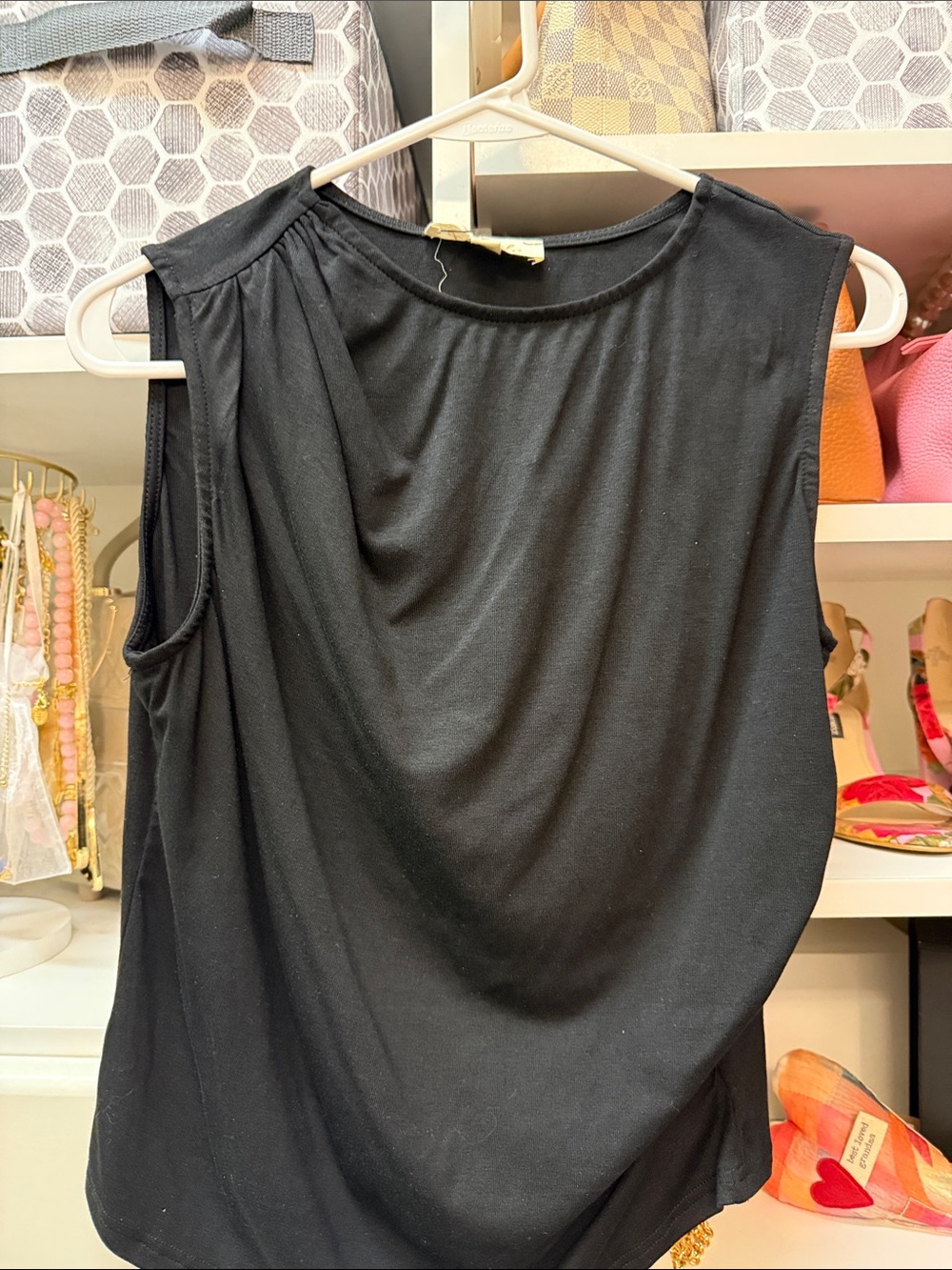 Listicle Black Sleeveless Draped Top